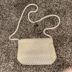 Lina Cream Textured Crossbody Bag
